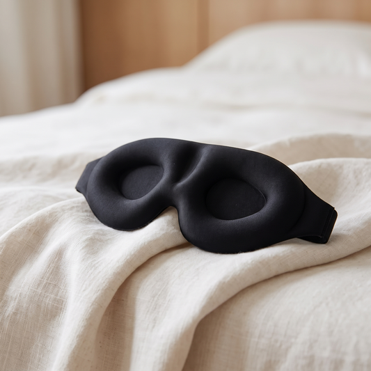 3D contoured sleep mask on linen